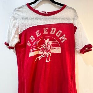 Isabel Marant etoile Freedom Graphic Ringer Tee in Red and White